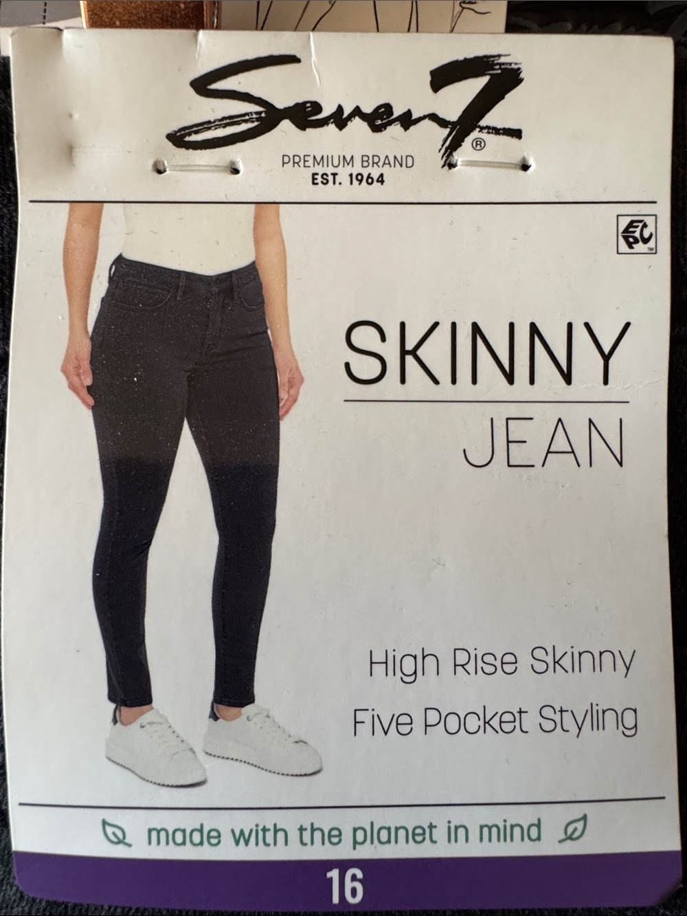 Seven7 Women's High Rise Skinny Black Jeans Size 16